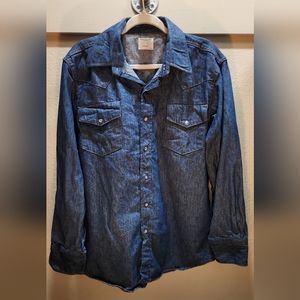 Vintage denim pearl snap